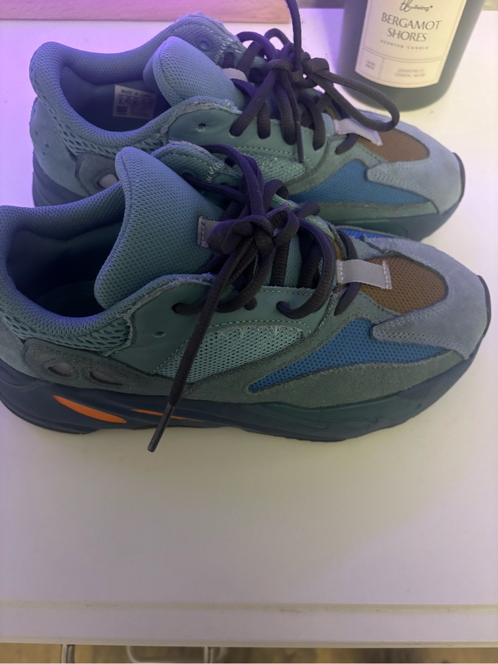 Yeezy Kids Teal Blue Multi-Accent Sneakers